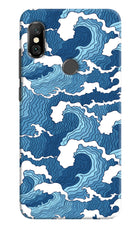 Blue Waves Redmi Note 6 Pro Hard Case Back Cover by Casekaro
