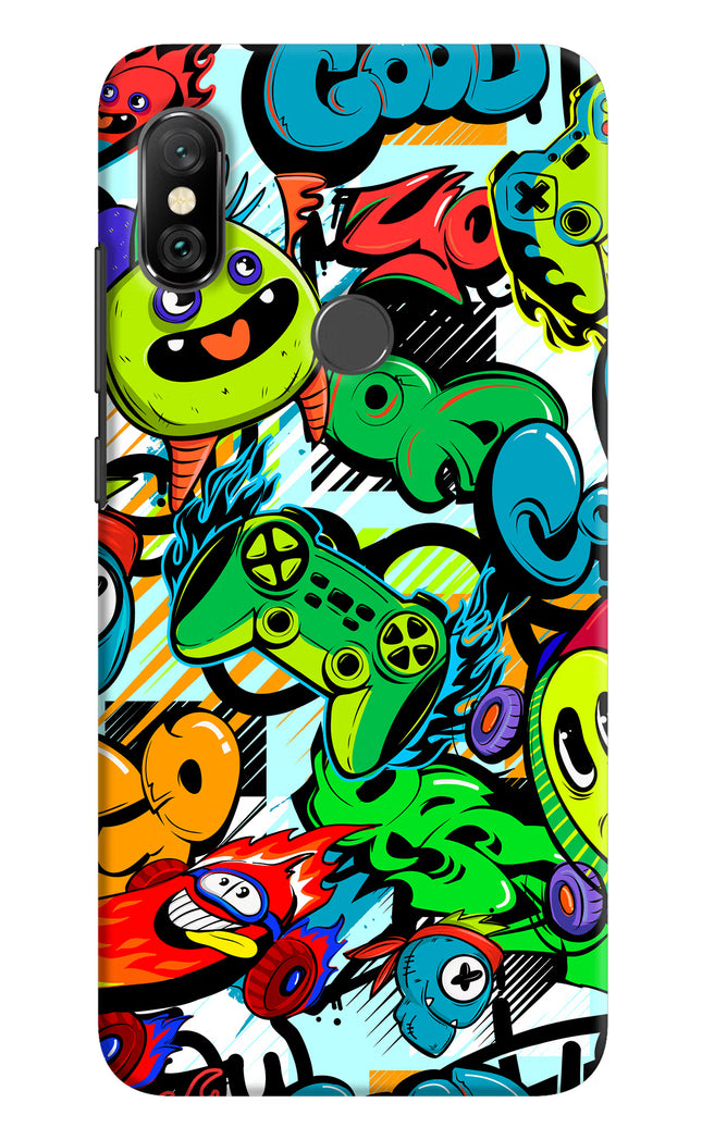 Game Doodle Redmi Note 6 Pro Hard Case Back Cover by Casekaro