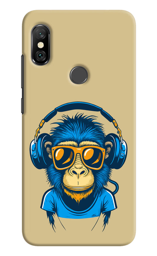 Monkey Headphone Redmi Note 6 Pro Hard Case Back Cover by Casekaro