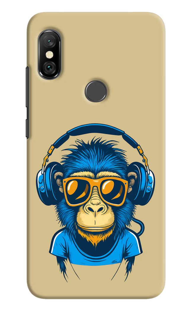 Monkey Headphone Redmi Note 6 Pro Hard Case Back Cover by Casekaro