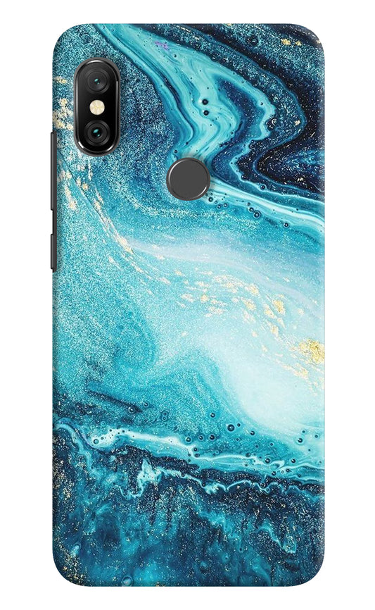 Blue Glitter Marble Redmi Note 6 Pro Hard Case Back Cover by Casekaro