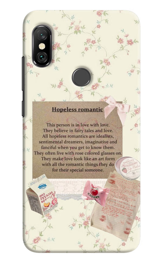 Hopeless Romantic Redmi Note 6 Pro Hard Case Back Cover by Casekaro