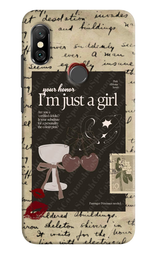 I am just a girl Redmi Note 6 Pro Hard Case Back Cover by Casekaro