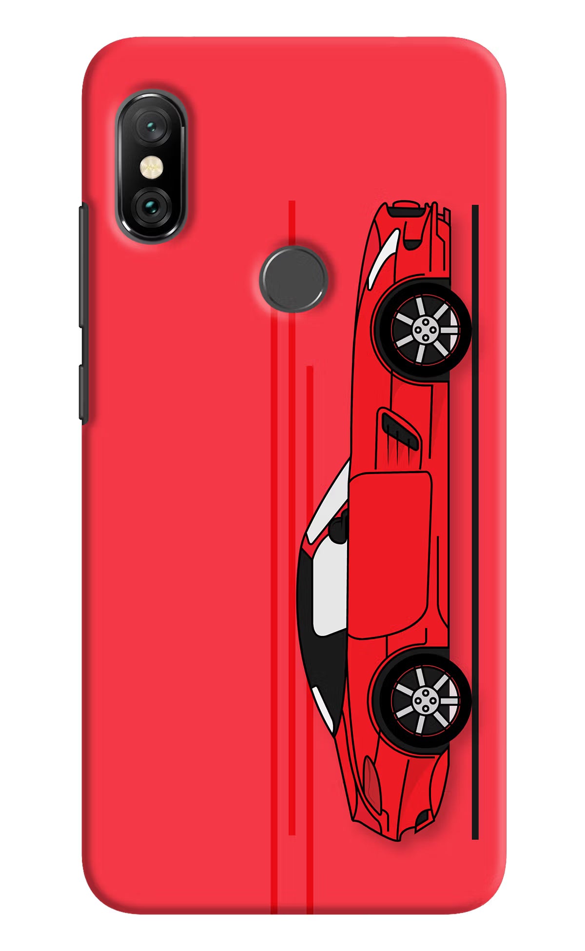 Red Velocity Redmi Note 6 Pro Hard Case Back Cover by Casekaro