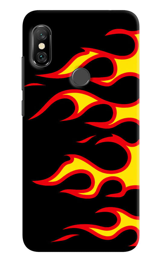 Side Sweep Flames Redmi Note 6 Pro Hard Case Back Cover by Casekaro