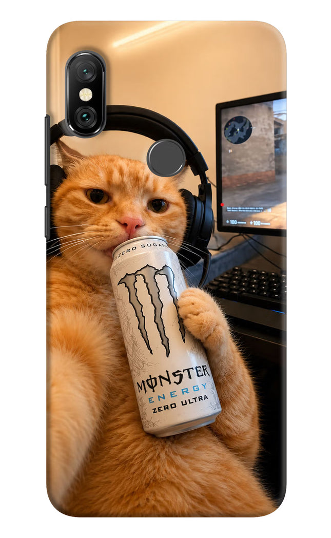 Gamer Cat Energy Redmi Note 6 Pro Hard Case Back Cover by Casekaro