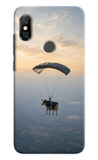 Skydiving Cow Redmi Note 6 Pro Hard Case Back Cover by Casekaro