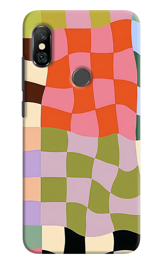 Wavy Grid Redmi Note 6 Pro Hard Case Back Cover by Casekaro