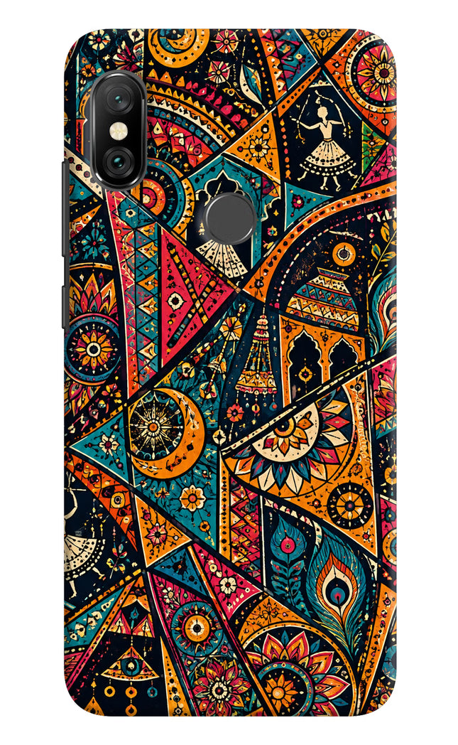 Folk Print Redmi Note 6 Pro Hard Case Back Cover by Casekaro