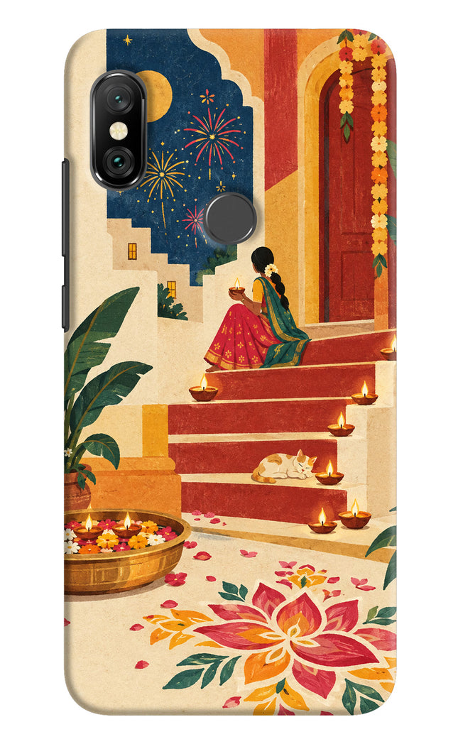 Diwali Rangoli Redmi Note 6 Pro Hard Case Back Cover by Casekaro