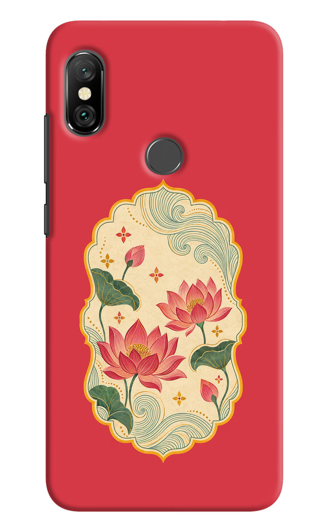 Pink Lotus Redmi Note 6 Pro Hard Case Back Cover by Casekaro