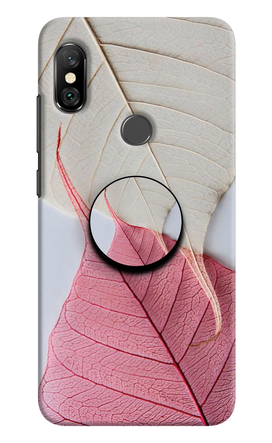 White Pink Leaf Redmi Note 6 Pro Pop Case, Hard case