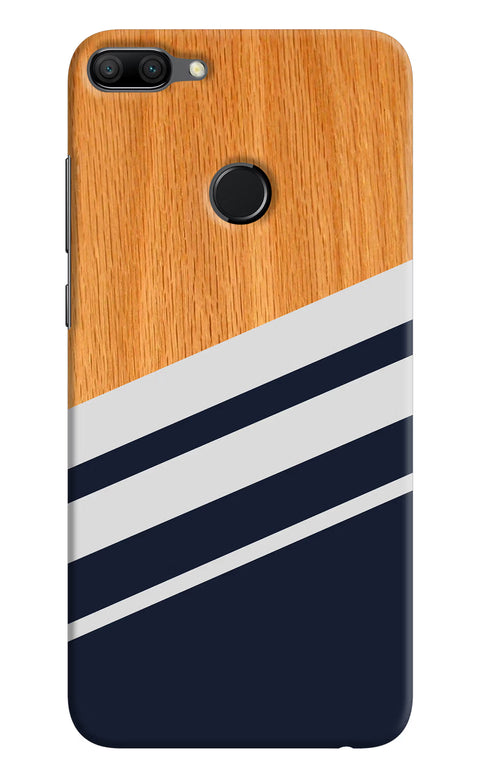 Blue and white wooden Honor 9N Back Cover