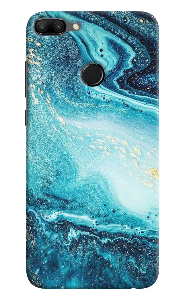 Blue Glitter Marble Honor 9N Hard Case Back Cover by Casekaro