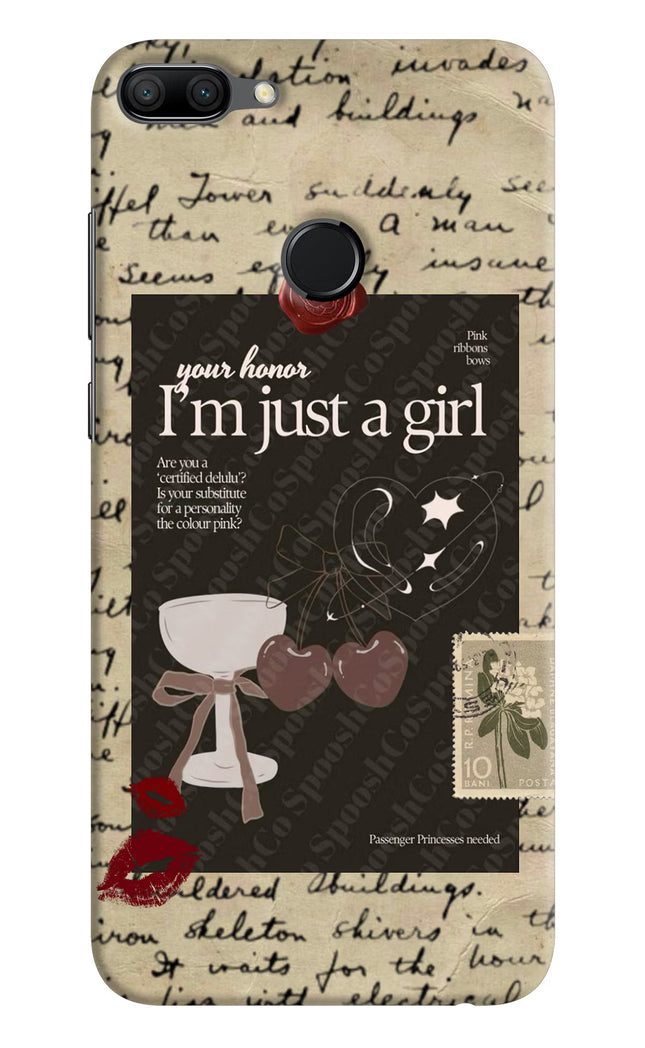 I am just a girl Honor 9N Hard Case Back Cover by Casekaro