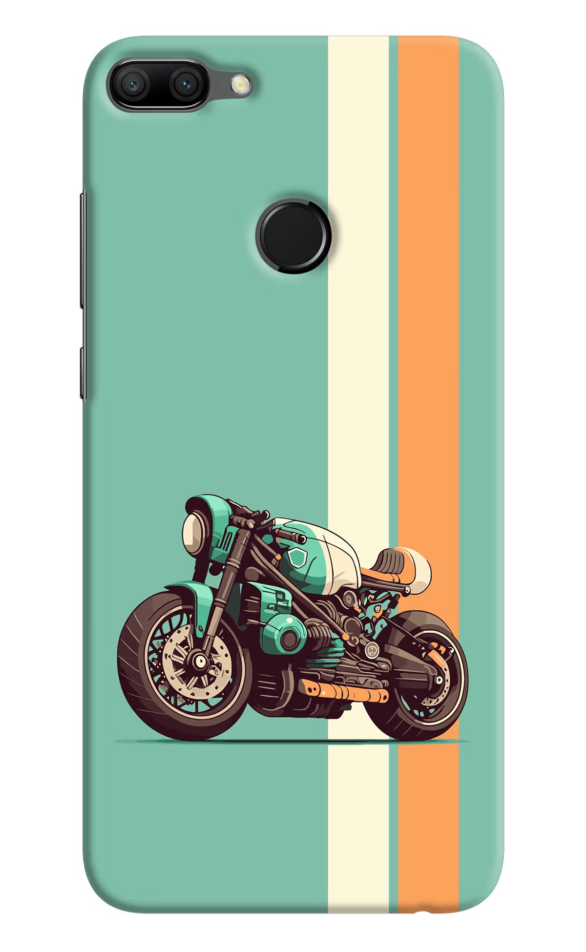Striped Moto Drift Honor 9N Hard Case Back Cover by Casekaro