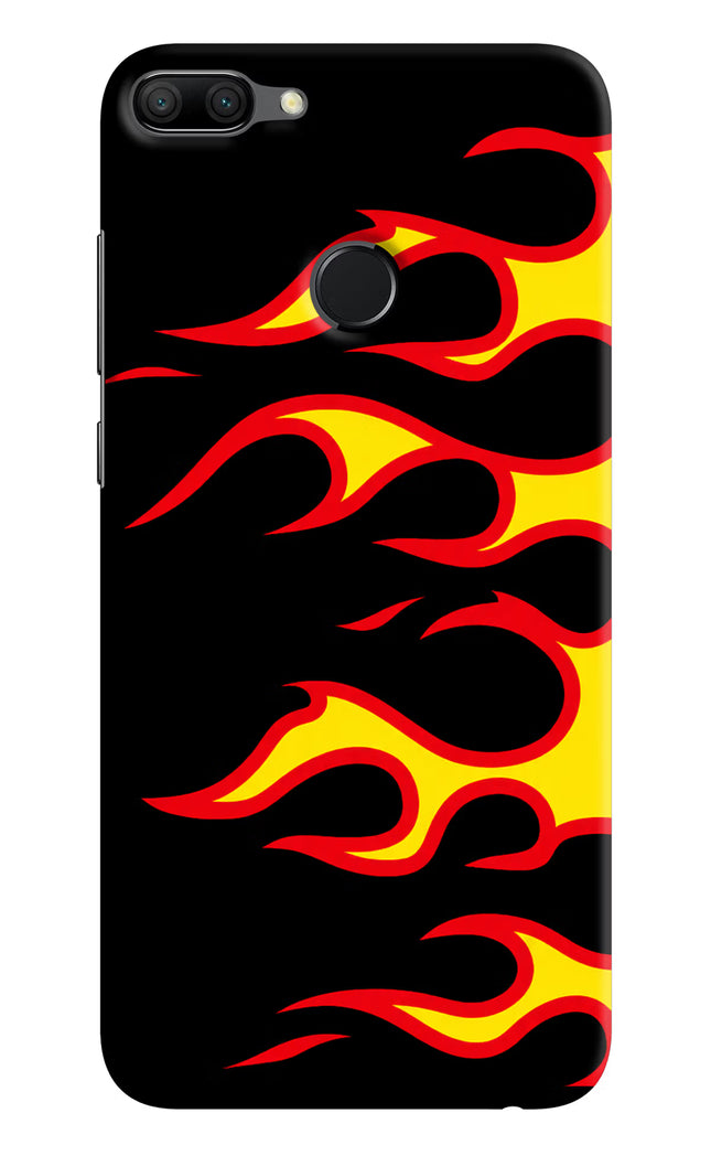 Side Sweep Flames Honor 9N Hard Case Back Cover by Casekaro