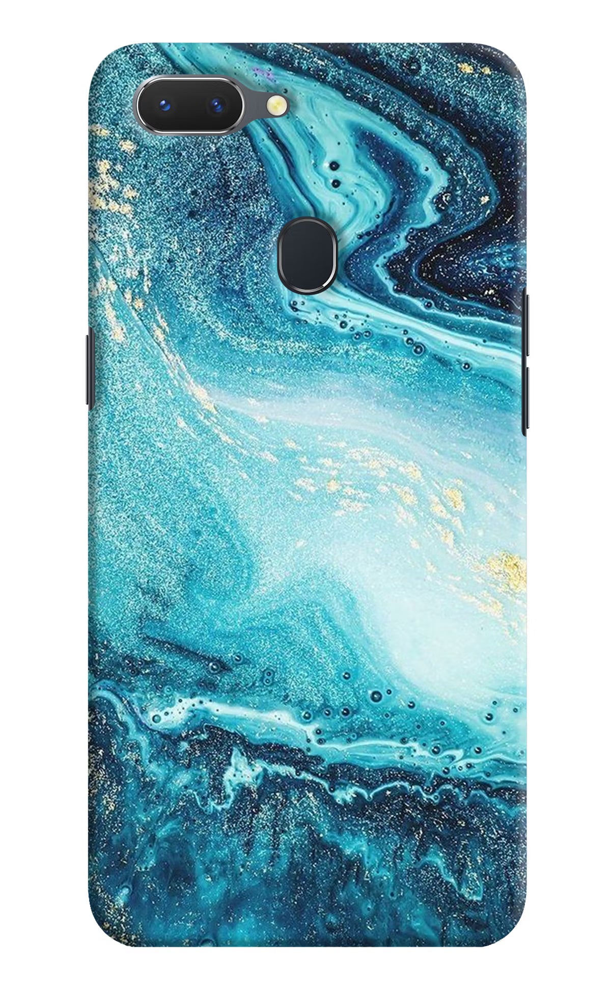 Blue Glitter Marble Realme 2 Hard Case Back Cover by Casekaro