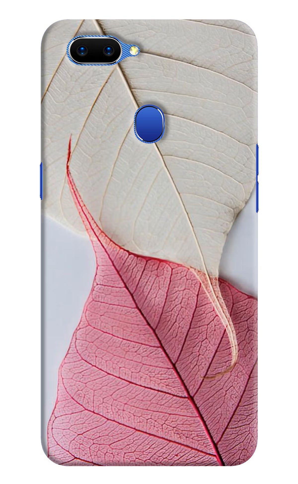 White Pink Leaf Oppo A5 Hard Case Back Cover by Casekaro