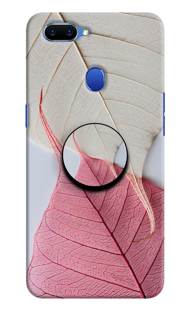 White Pink Leaf Oppo A5 Pop Case by Casekaro
