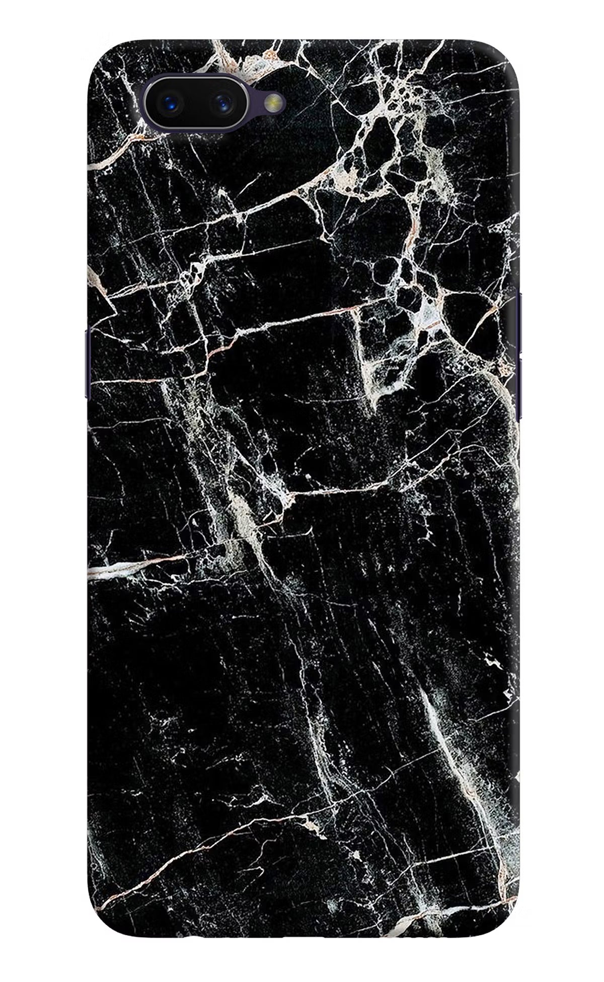 Black Marble Texture Oppo A3S Hard Case Back Cover by Casekaro
