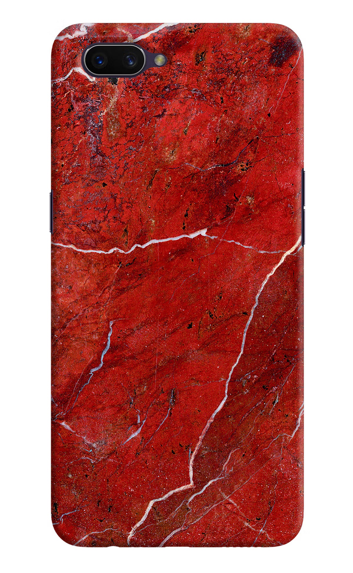 Red Marble Design Oppo A3S Hard Case Back Cover by Casekaro