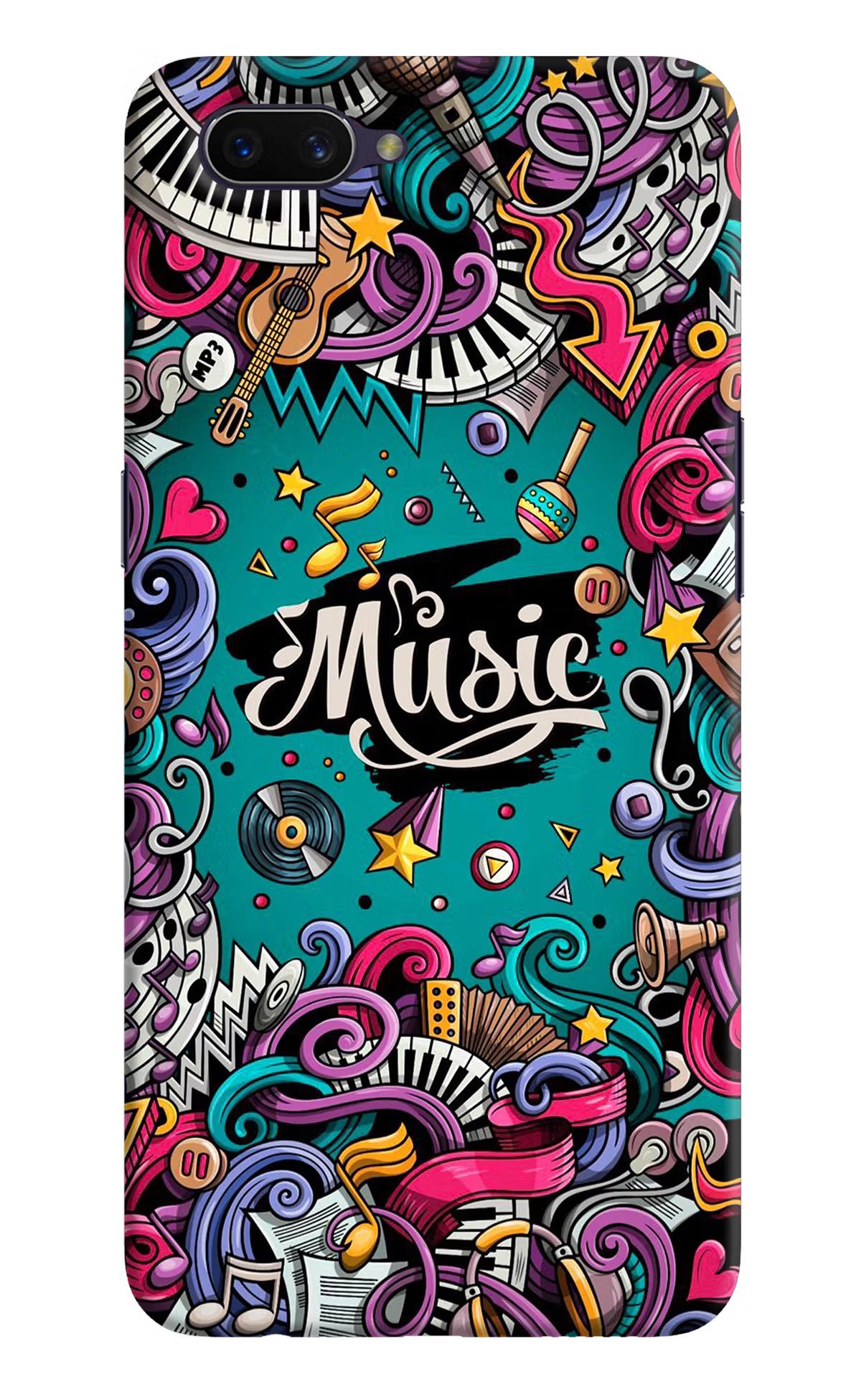 Music Graffiti Oppo A3S Hard Case Back Cover by Casekaro