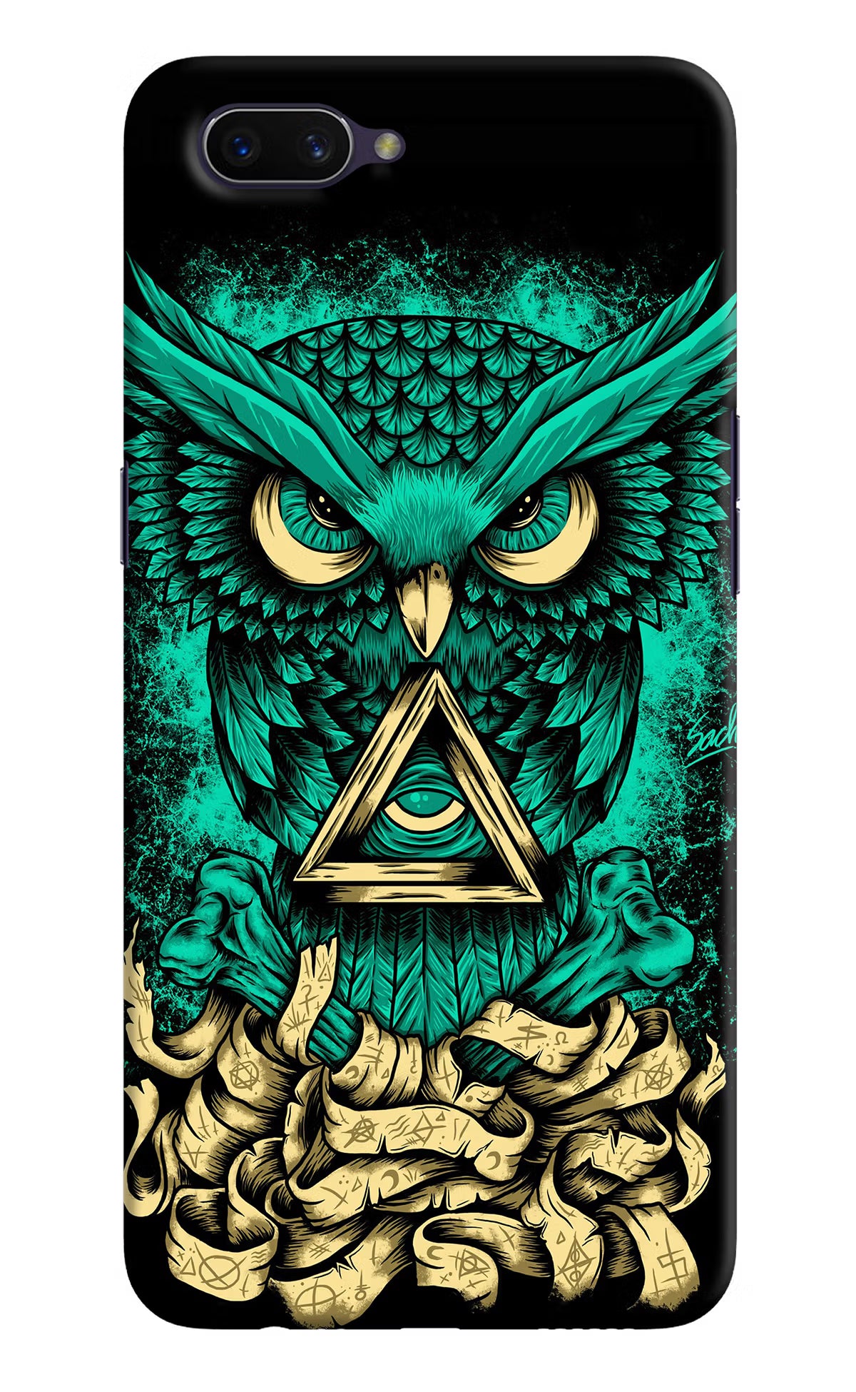 Green Owl Oppo A3S Hard Case Back Cover by Casekaro