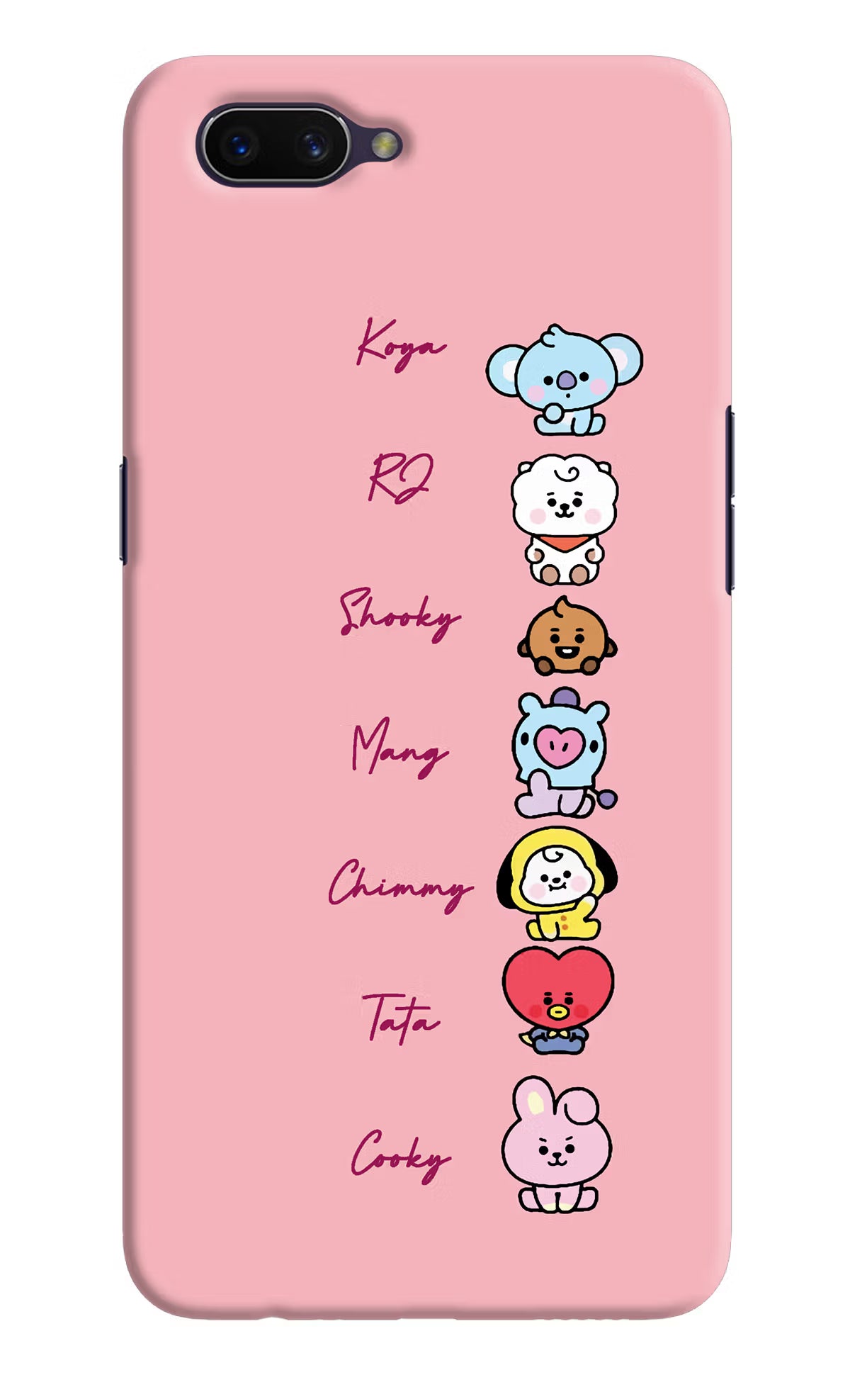 BTS names Oppo A3S Hard Case Back Cover by Casekaro