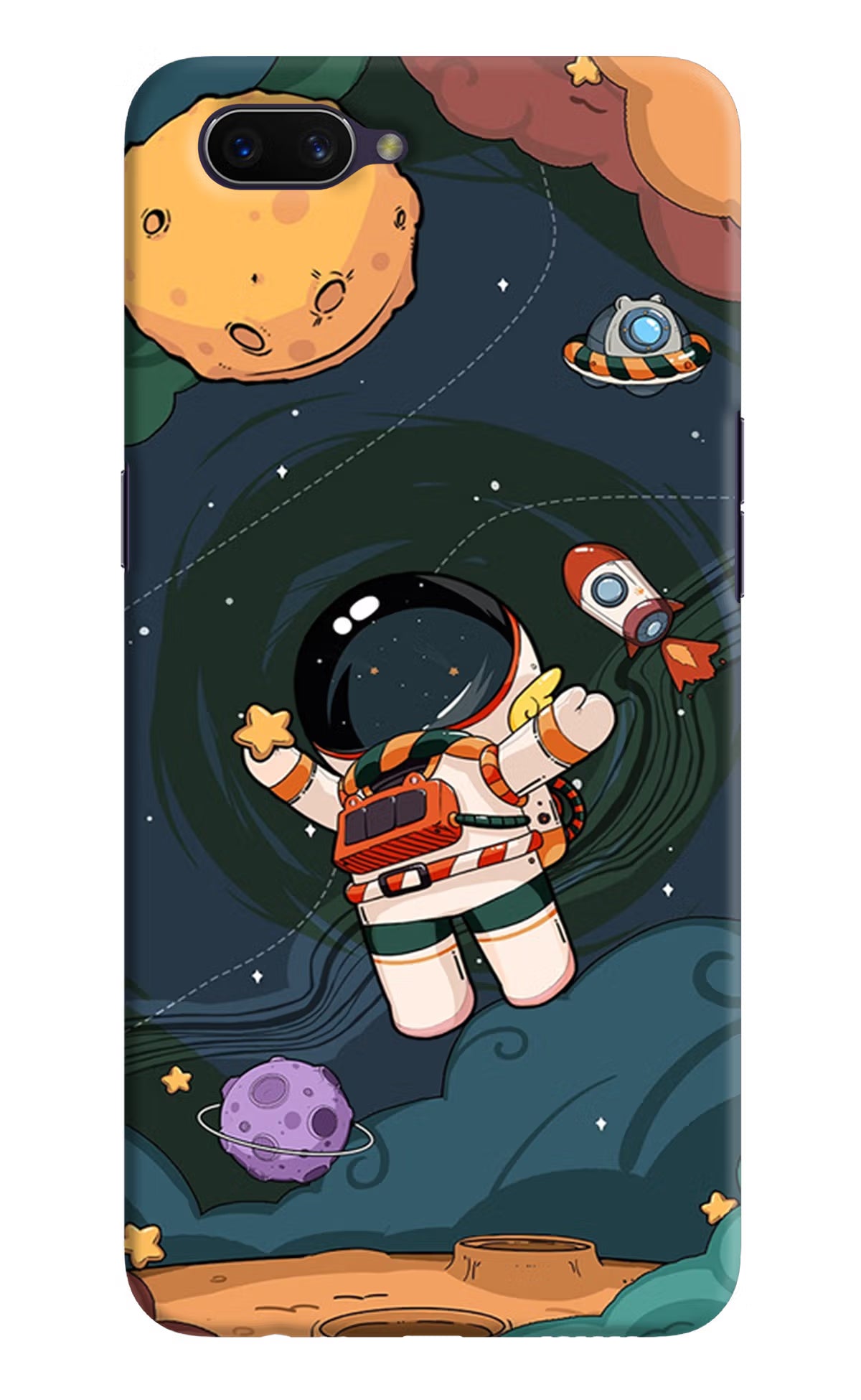 Cartoon Astronaut Oppo A3S Hard Case Back Cover by Casekaro