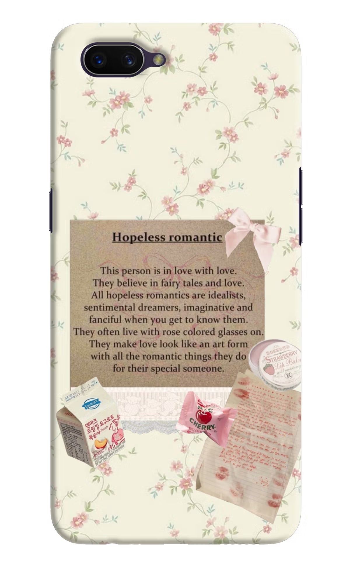 Hopeless Romantic Oppo A3S Hard Case Back Cover by Casekaro