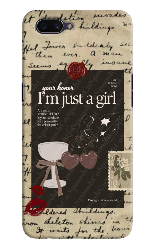 I am just a girl Oppo A3S Hard Case Back Cover by Casekaro