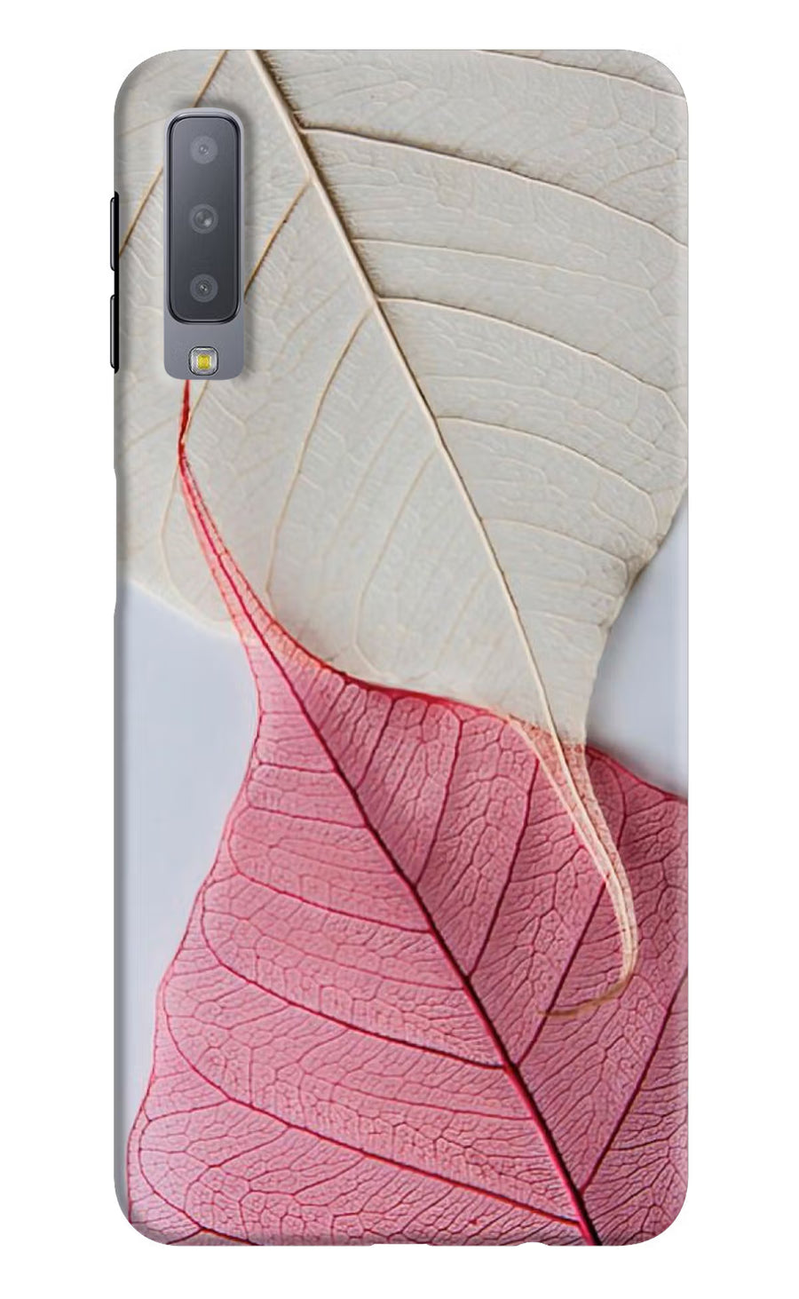 White Pink Leaf Samsung A7 Back Cover, Hard case