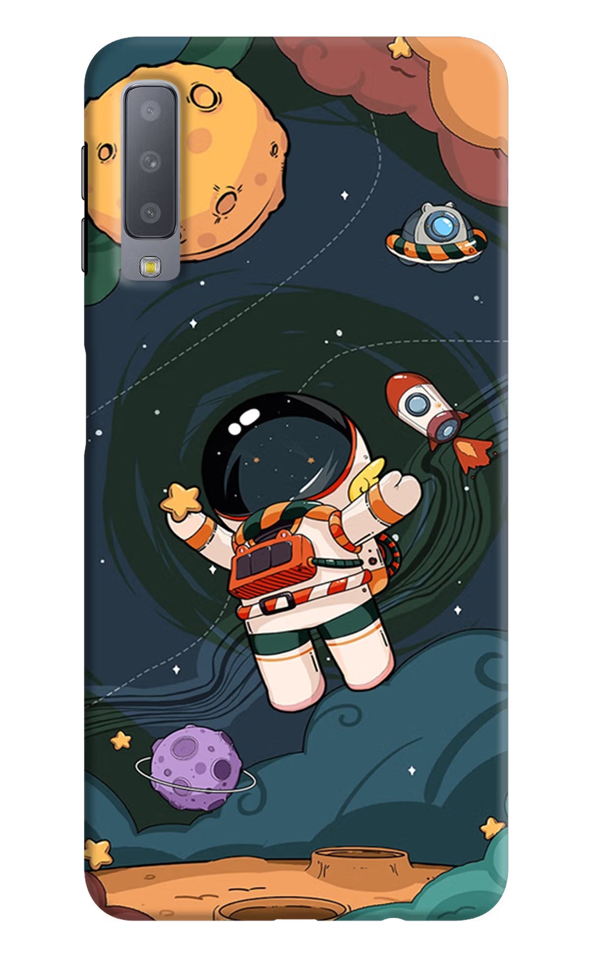Cartoon Astronaut Samsung A7 Hard Case Back Cover by Casekaro