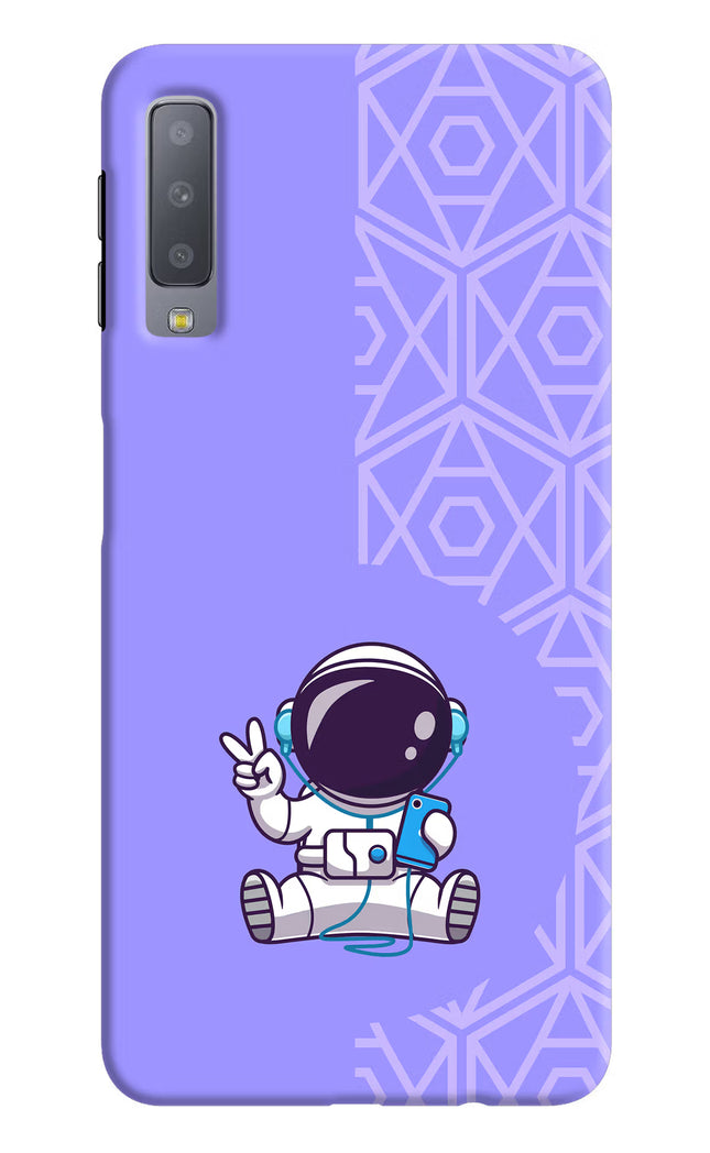 Cute Astronaut Chilling Samsung A7 Hard Case Back Cover by Casekaro