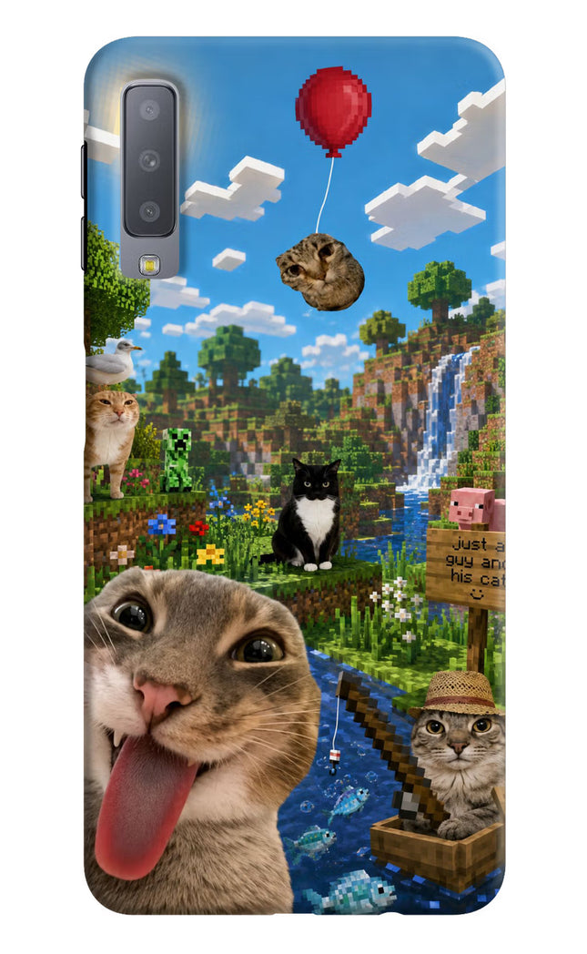 Minecraft Cat Chaos Samsung A7 Hard Case Back Cover by Casekaro