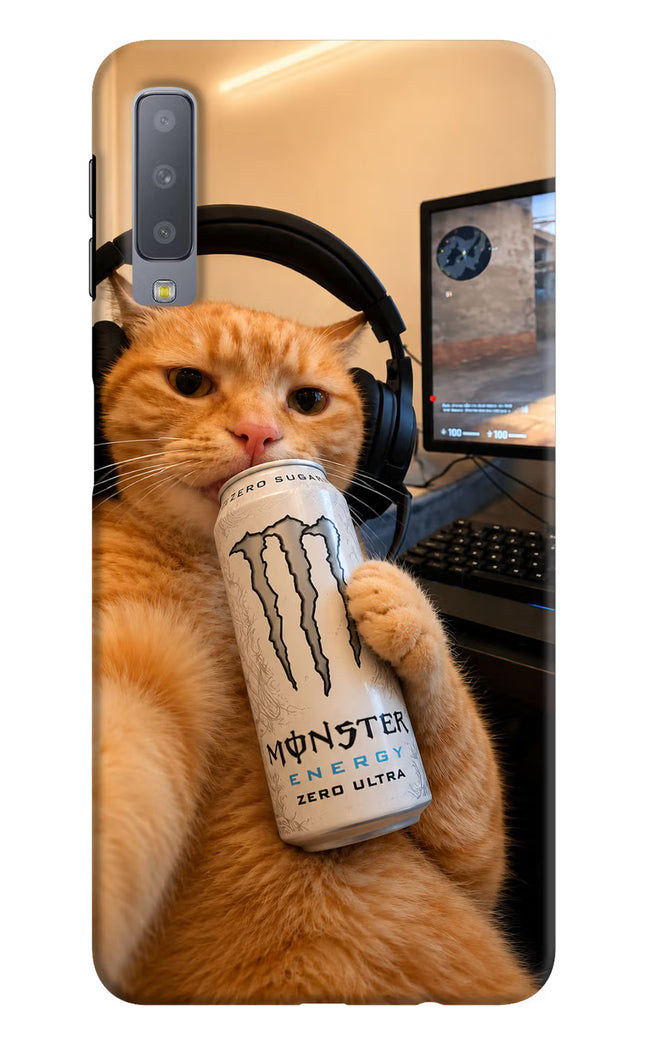 Gamer Cat Energy Samsung A7 Hard Case Back Cover by Casekaro