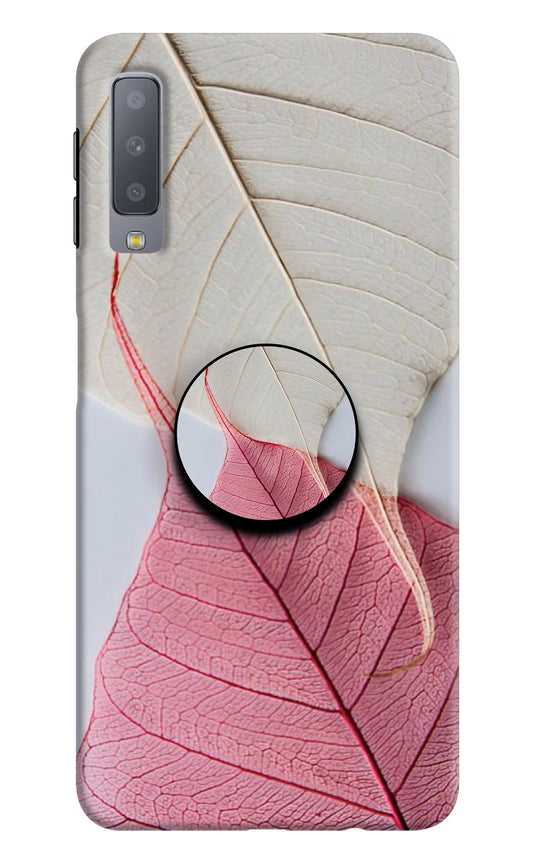 White Pink Leaf Samsung A7 Pop Case by Casekaro