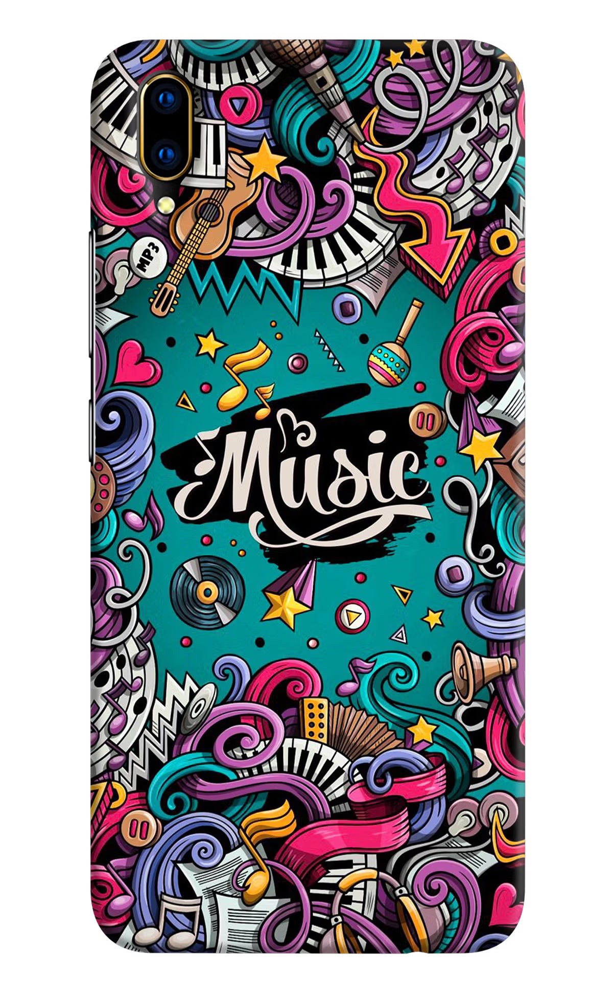 Music Graffiti Vivo V11 Pro Hard Case Back Cover by Casekaro