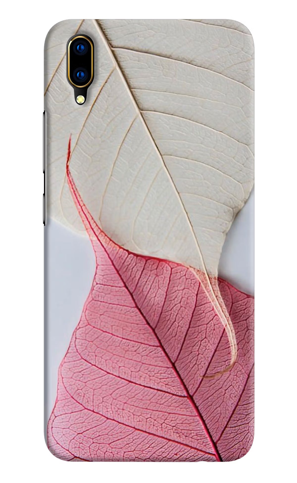 White Pink Leaf Vivo V11 Pro Hard Case Back Cover by Casekaro