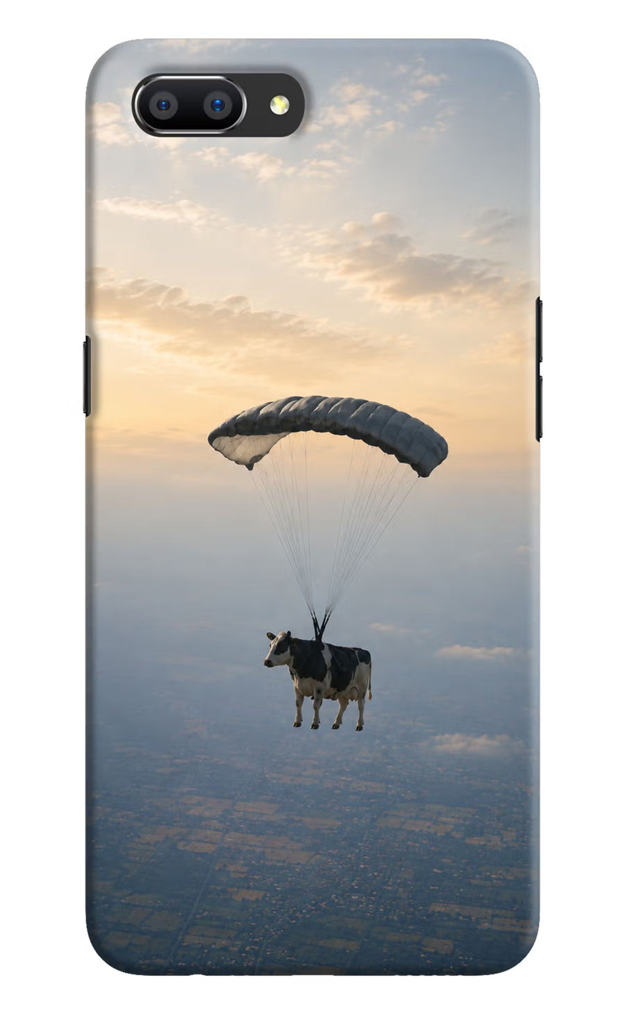 Skydiving Cow Realme C1 Back Cover, Hard case