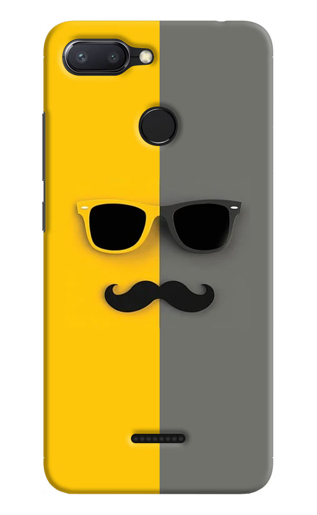 Sunglasses with Mustache Redmi 6 Hard Case Back Cover by Casekaro