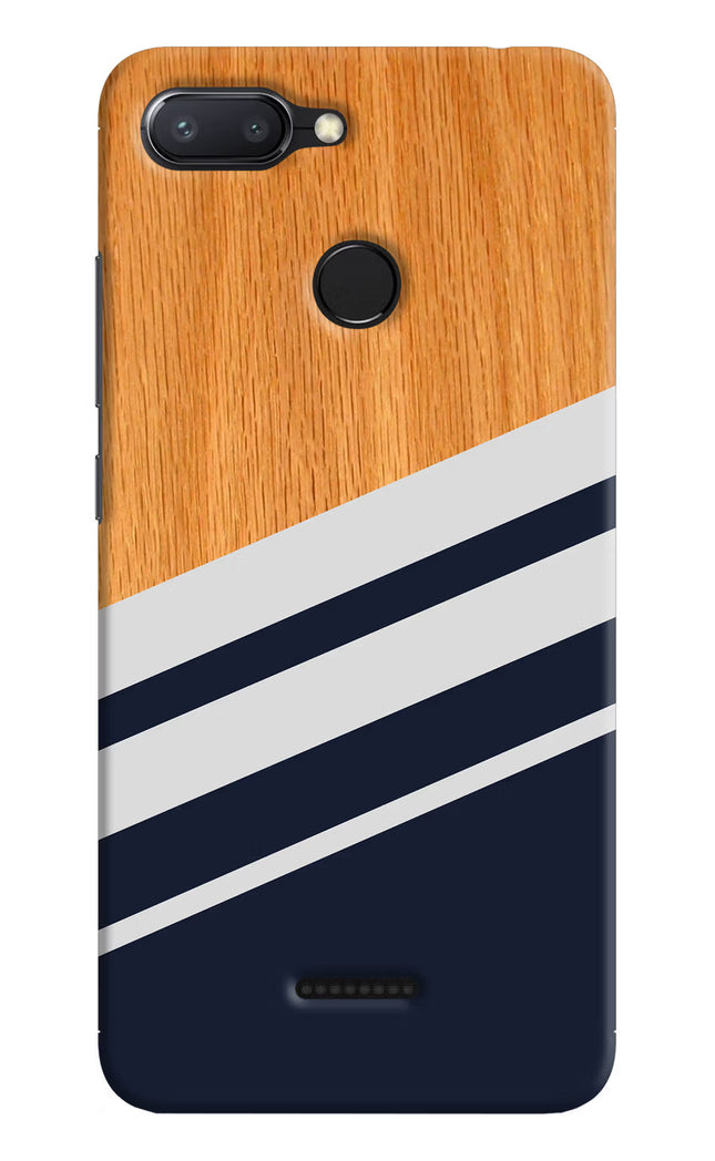 Blue and white wooden Redmi 6 Hard Case Back Cover by Casekaro