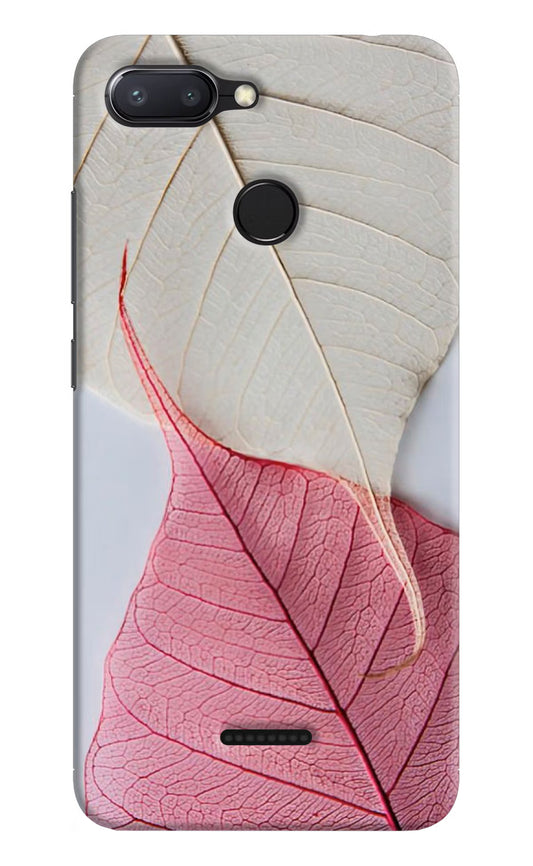 White Pink Leaf Redmi 6 Hard Case Back Cover by Casekaro