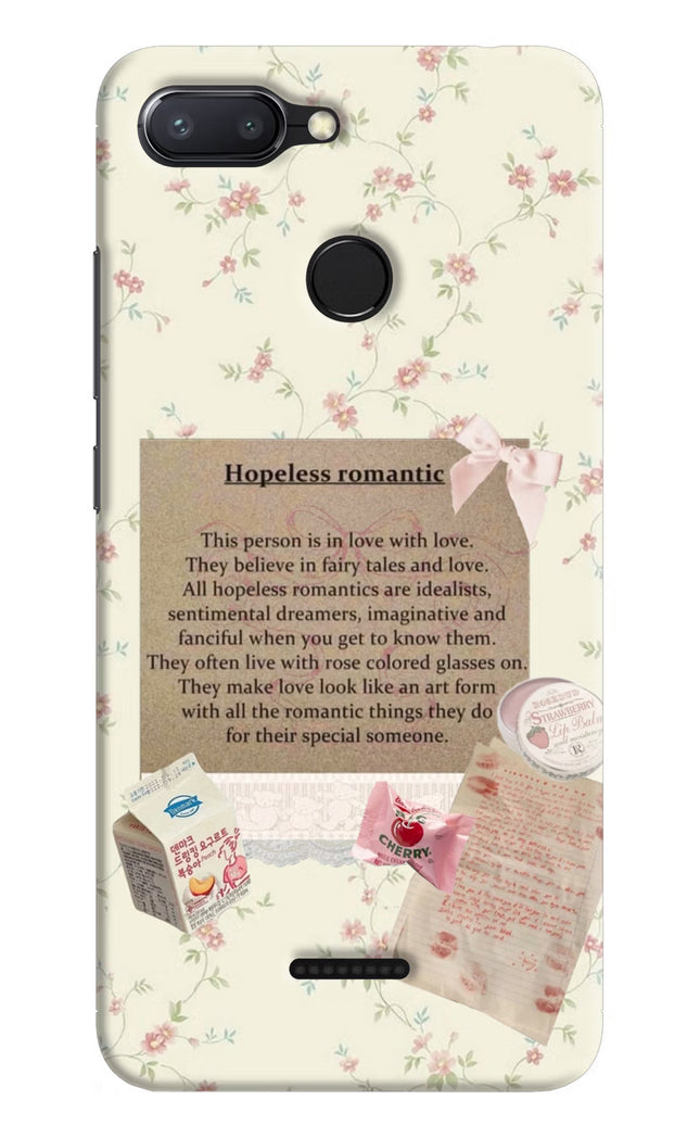 Hopeless Romantic Redmi 6 Hard Case Back Cover by Casekaro