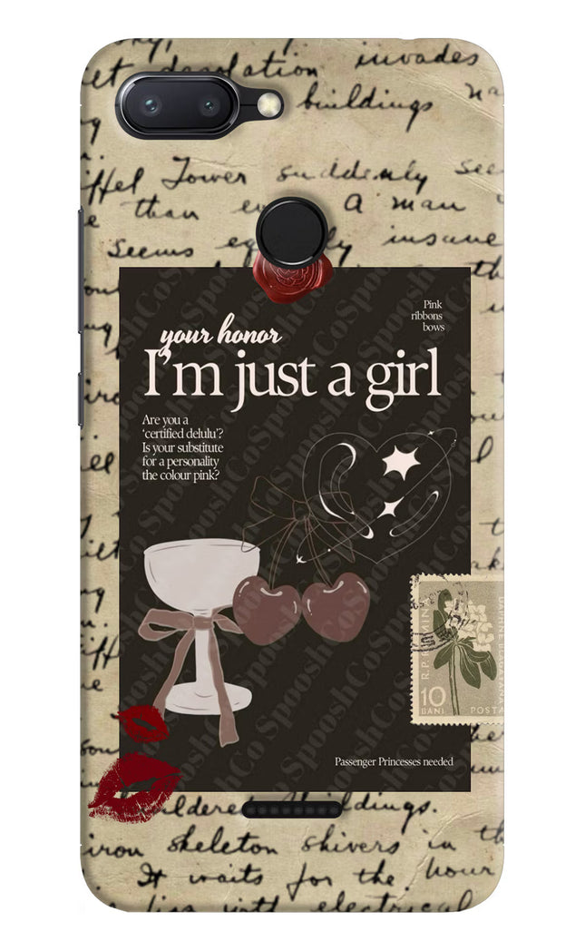 I am just a girl Redmi 6 Hard Case Back Cover by Casekaro