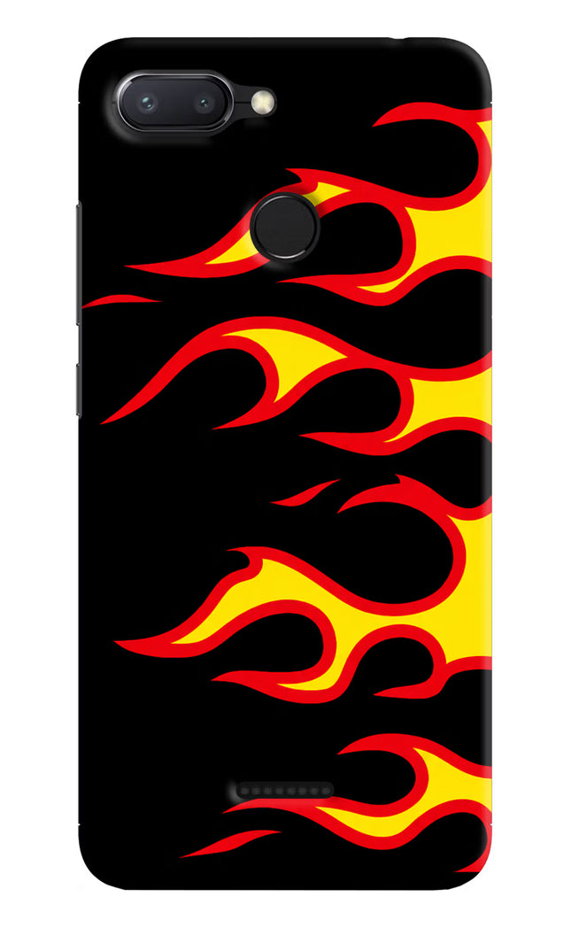 Side Sweep Flames Redmi 6 Hard Case Back Cover by Casekaro