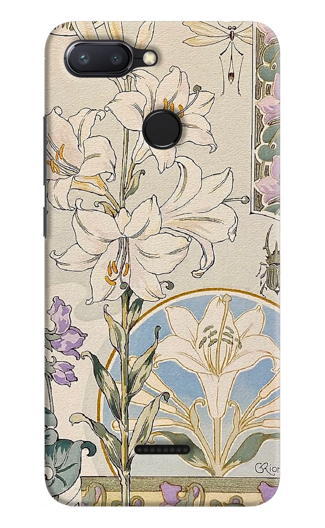 White Lily Redmi 6 Hard Case Back Cover by Casekaro