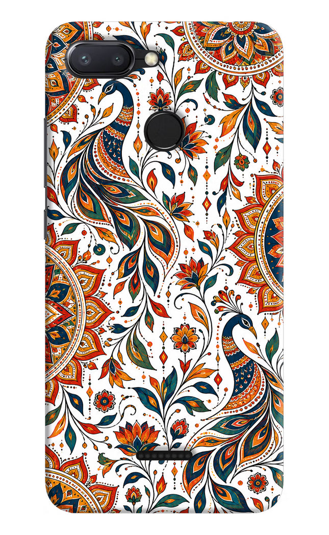 White Mayura Redmi 6 Hard Case Back Cover by Casekaro