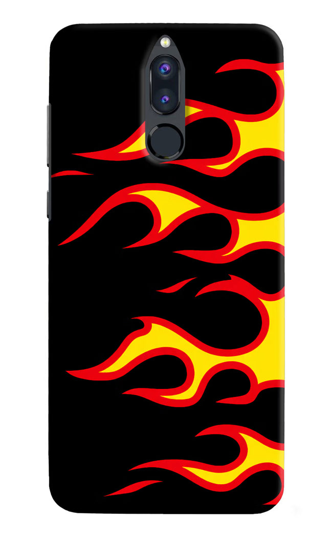 Side Sweep Flames Honor 9i Hard Case Back Cover by Casekaro